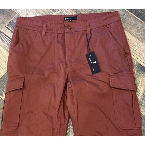 New American Tall Cargo Jogger Pants Mens Cherry Mahogany Button Zip 34x33 - Picture 7 of 9